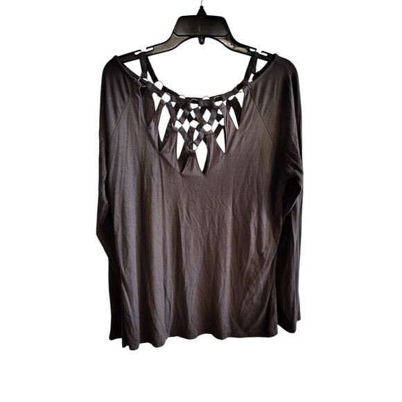 Red by bke Black Metallic Front And Back Long Sleeve Top - Picture 1 of 6